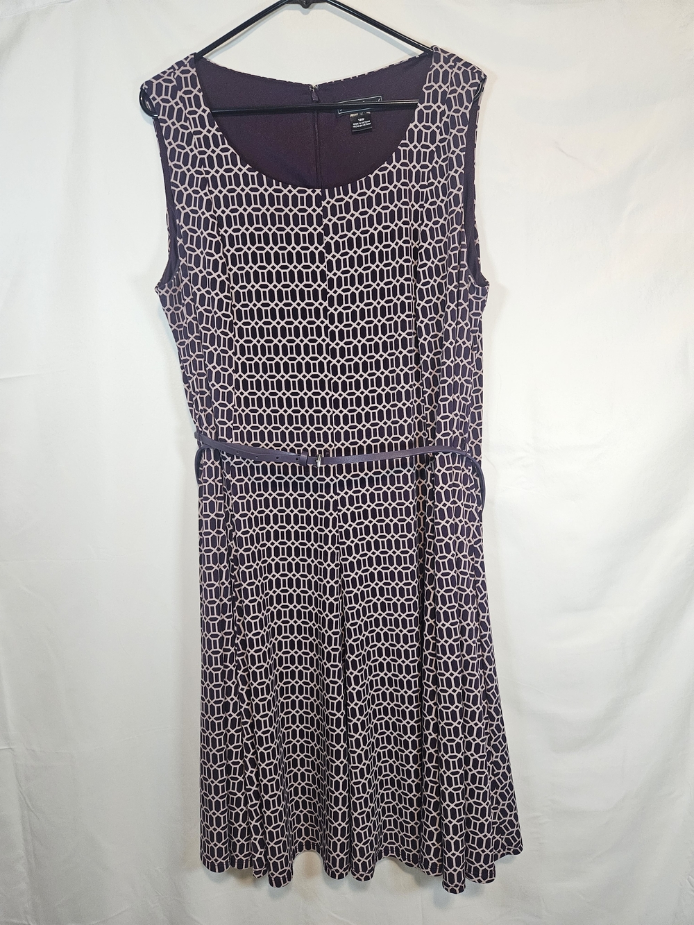 Jessica Howard Purple Geo-Pattern Sleeveless Fit & Flare Dress